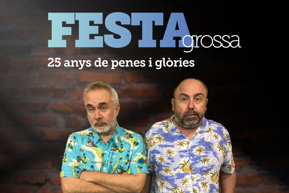 Carles Xuriguera i Fel Faixedas amb cara d'indiferencia posant per a la portada de la seva obra